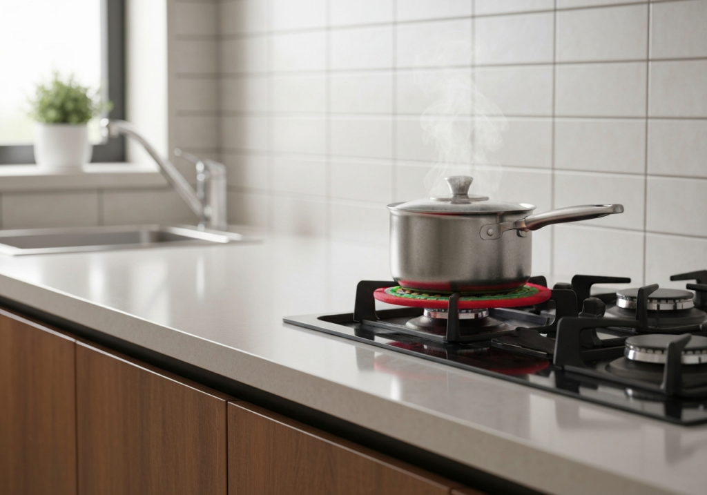 Czy blat kompaktowy HPL wytrzyma kontakt z gorącym garnkiem bez podkładki?