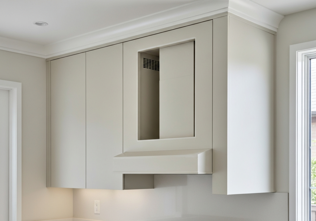 Jak ukryć rurę odprowadzającą opary z okapu w wysokiej zabudowie pod sufit?