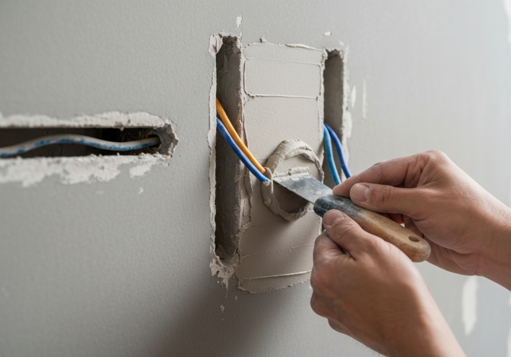 Czym zaszpachlować głębokie bruzdy w ścianie po wymianie instalacji elektrycznej?